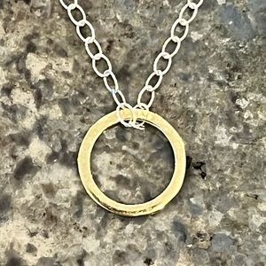 2Tone   Necklace with Gold Open Circle Pendant